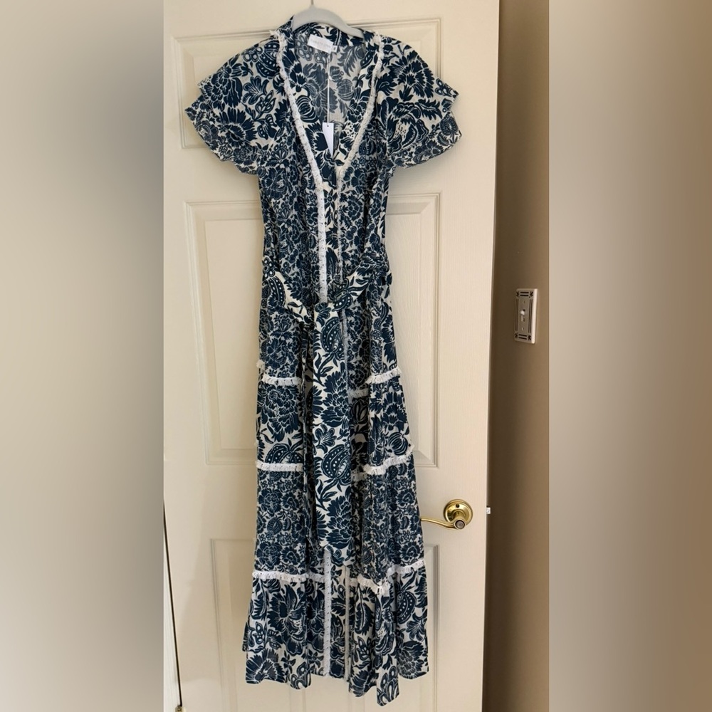 Christy Lynn Perry Floral Blue and White Maxi Dress NEW